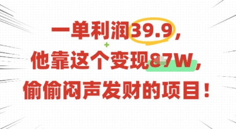 一单利润39.9，有人靠这个变现几十个，偷偷闷声发财的项目-小艾网创
