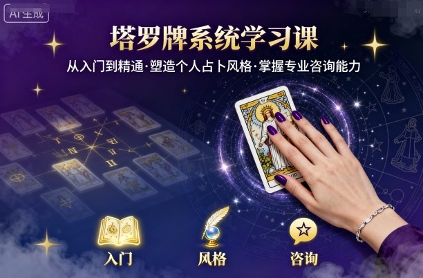 塔罗牌系统学习课，助你从入门到精通，塑造个人占卜风格，掌握专业咨询能力-小艾网创