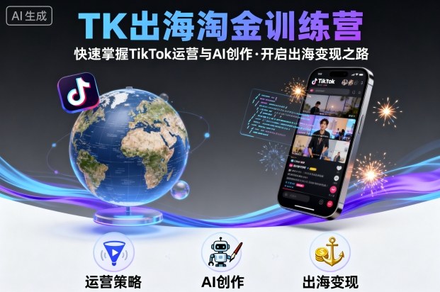 TK出海淘金训练营，助你快速掌握TikTok运营与AI创作，开启出海变现之路-小艾网创