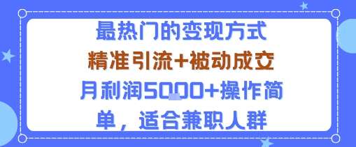 小众赛道玩法：当下最热门的变现方式，精准引流+被动成交月利润5k+操作简单，适合兼职人群-小艾网创