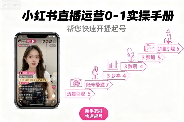 小红书直播运营0-1实操手册，帮您快速开播起号-小艾网创