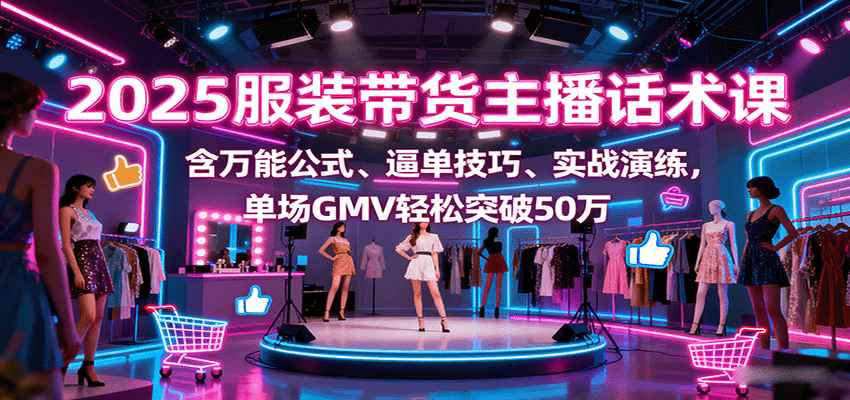 2025服装带货主播话术课，含万能公式、逼单技巧、实战演练，单场GMV轻松突破50万-小艾网创