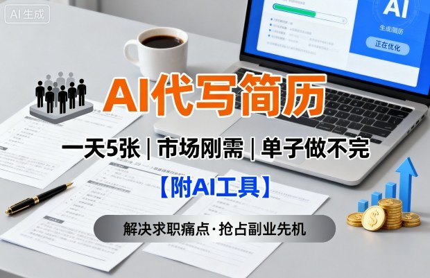 AI代写简历，一天5张，今年找工作难，市场刚需，单子做不完【附AI工具】-小艾网创