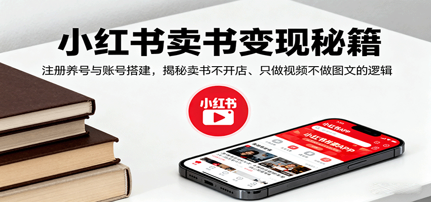 小红书卖书变现秘籍，注册养号与账号搭建，揭秘卖书不开店、只做视频不做图文的逻辑-小艾网创