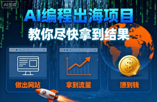 AI编程出海项目，教你尽快拿到结果-做出网站、拿到流量、賺到钱-小艾网创