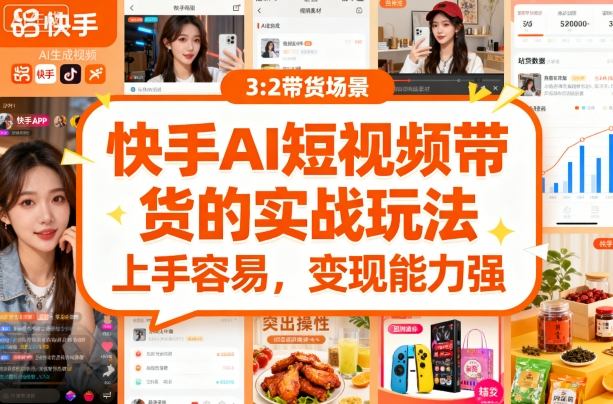 快手ai短视频带货的实战玩法，上手容易，变现能力强-小艾网创