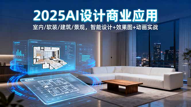 2025AI设计商业应用：室内/软装/建筑/景观，智能设计+效果图+动画实战-小艾网创