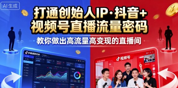 25年直播9-10两期线下课，打通创始人IP，抖音+视频号直播流量密码，教你做出高流量高变现的直播间-小艾网创