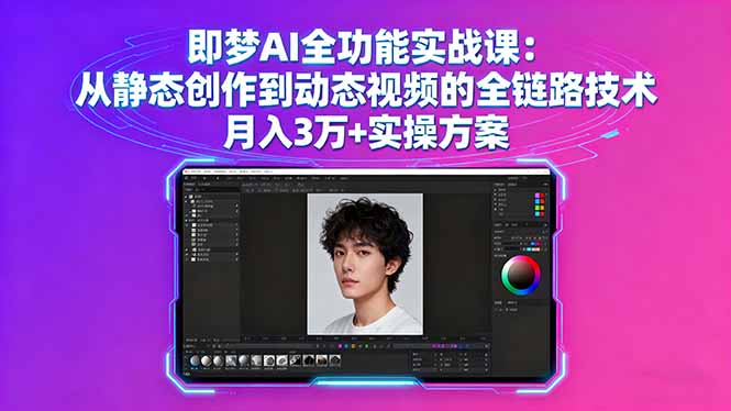 即梦AI全功能实战课：从静态创作到动态视频的全链路技术 月入3万+实操方案-小艾网创