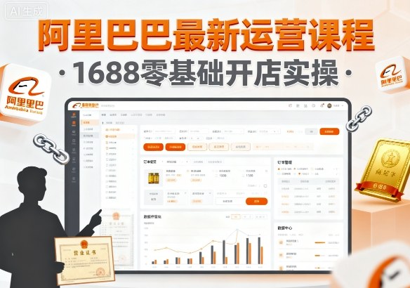 阿里巴巴最新运营课程，1688零基础开店实操-小艾网创