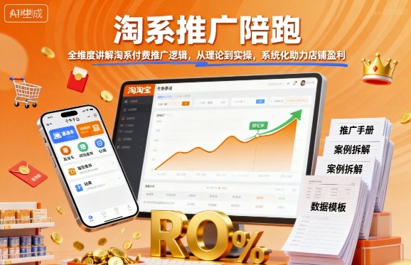 淘系推广陪跑，全维度讲解淘系付费推广逻辑，从理论到实操，系统化助力店铺盈利-小艾网创