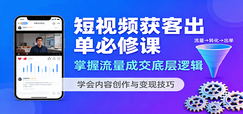短视频获客出单必修课：掌握流量成交底层逻辑，学会内容创作与变现技巧-小艾网创