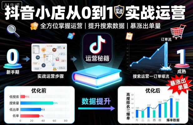 抖音小店从0到1实战运营，帮你全方位掌握小店运营，提升搜索数据与出单量-小艾网创