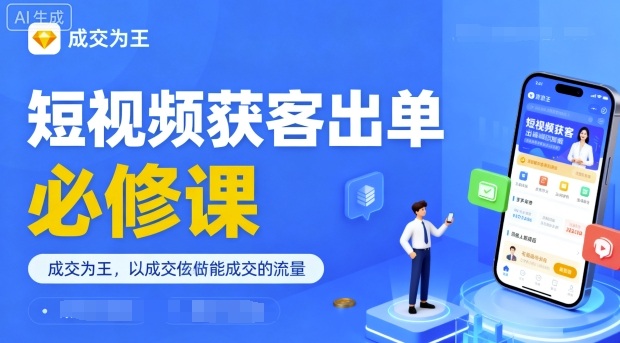 短视频获客出单必修课，成交为王，以成交为导向，直接做能成交的流量-小艾网创
