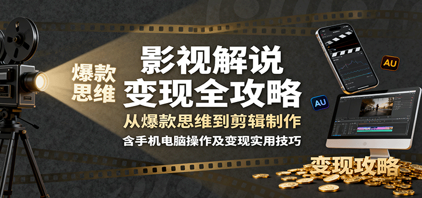 图片[1]-影视解说变现全攻略：从爆款思维到剪辑制作，含手机电脑操作及变现实用技巧-桀创项目掘金社