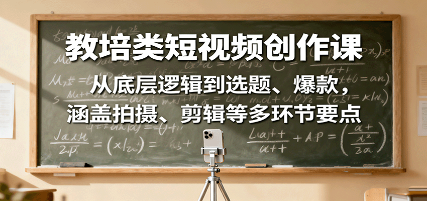 图片[1]-教培类短视频创作课：从底层逻辑到选题、爆款，涵盖拍摄、剪辑等多环节要点-桀创项目掘金社
