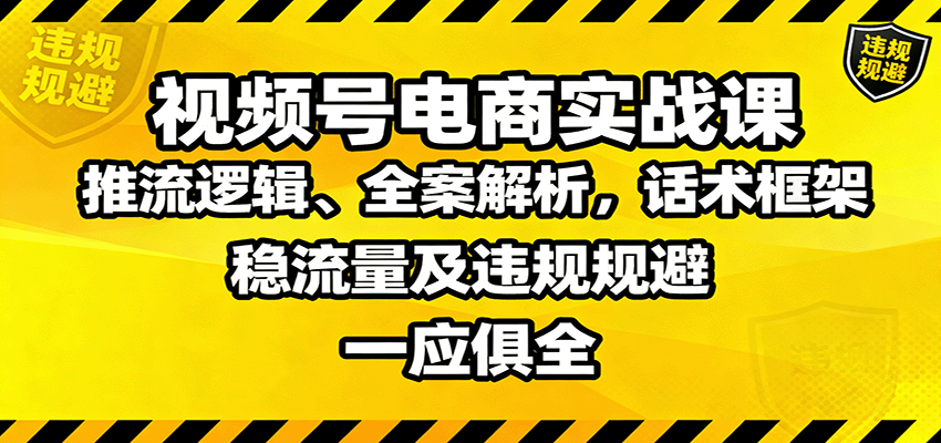 图片[1]-视频号电商实战课：推流逻辑、全案解析，话术框架，稳流量及违规规避等-精品虚拟资源库