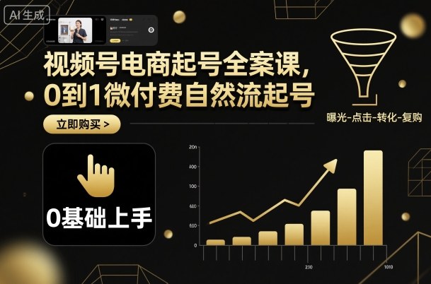 视频号电商起号全案课，0到1微付费自然流起号-小艾网创