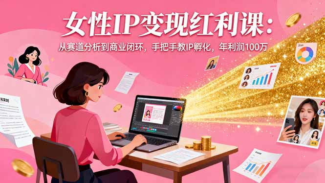 女性IP变现红利课：从赛道分析到商业闭环，手把手教IP孵化，年利润100万-小艾网创