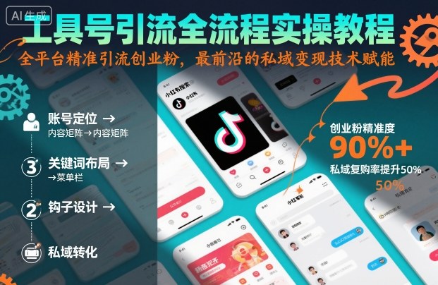 工具号引流全流程保姆级实操教程，全平台精准引流创业粉，最前沿的私域变现技术赋能-小艾网创