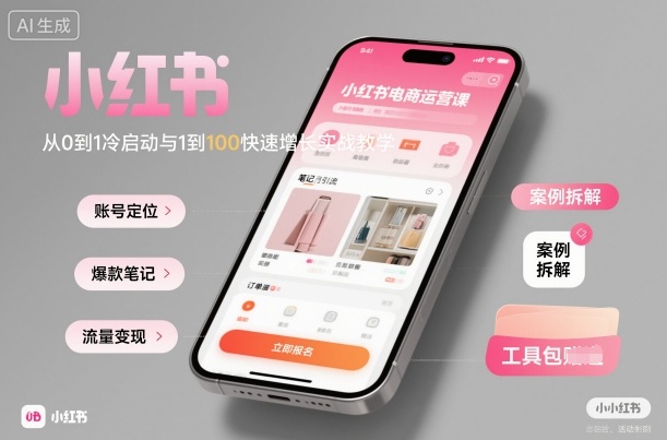 小红书电商运营课：从0到1冷启动与1到100快速增长实战教学-小艾网创