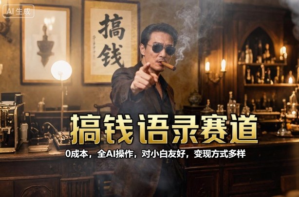 搞钱语录赛道，0成本，全AI操作，对小白友好，变现方式多样-小艾网创