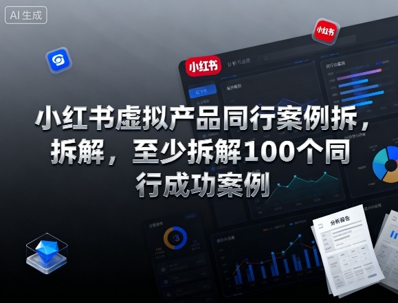 小红书虚拟产品同行案例拆解，至少拆解100个同行成功案例-小艾网创