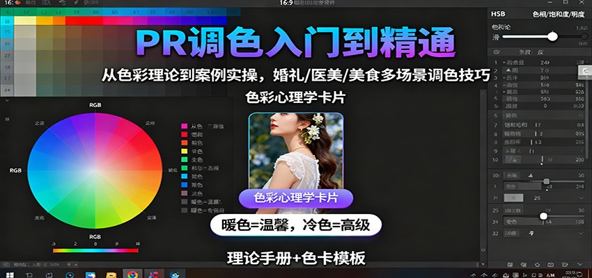 图片[1]-PR调色入门到精通：从色彩理论到案例实操，婚礼/医美/美食多场景调色技巧-桀创项目掘金社