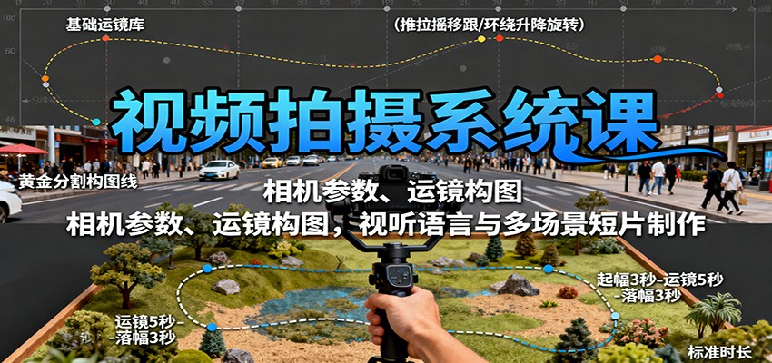图片[1]-视频拍摄系统课：相机参数、运镜构图，视听语言与多场景短片制作-桀创项目掘金社