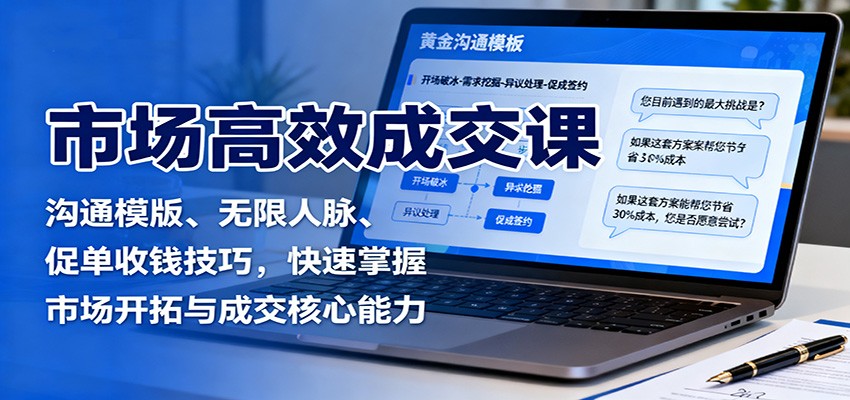 图片[1]-市场高效成交课：沟通模版、无限人脉、促单收钱技巧，快速掌握市场开拓与成交核心能力-精品虚拟资源库
