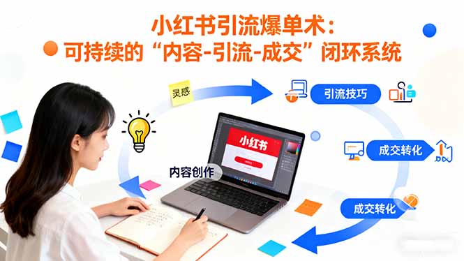 小红书引流爆单术：构建一套低成本 可持续的“内容-引流-成交”闭环系统-小艾网创