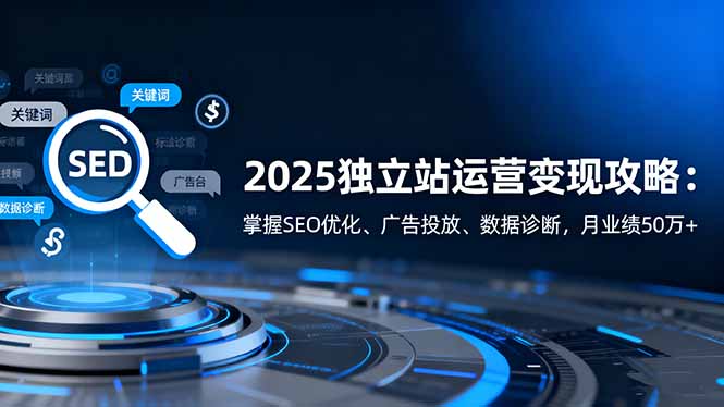 2025独立站运营变现攻略：掌握SEO优化、广告投放、数据诊断，月业绩50万+-小艾网创