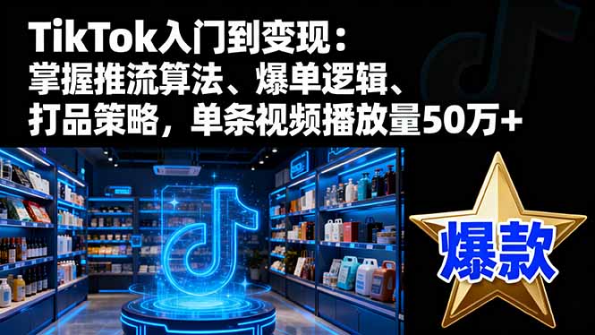 TikTok入门到变现：掌握推流算法、爆单逻辑、打品策略，单条视频播放量50w-小艾网创