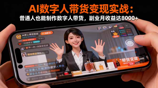 AI数字人带货变现实战：普通人也能制作数字人带货，副业月收益达8000+-小艾网创