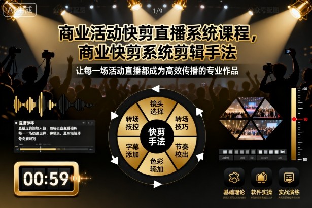 商业活动快剪直播系统课程，商业快剪系统剪辑手法-小艾网创