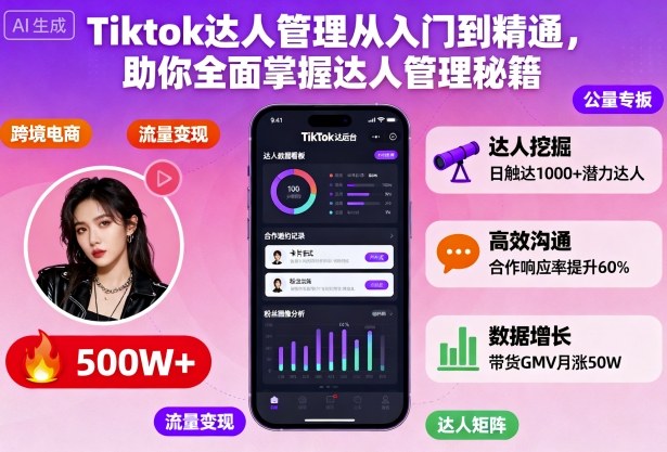 Tiktok达人管理从入门到精通,助你全面掌握达人管理秘籍-小艾网创