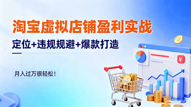 淘宝虚拟店铺盈利实战:定位+违规规避+爆款打造,月入过万很轻松!-小艾网创