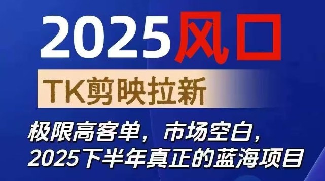 2025风口TK剪映capcut拉新项目,极限高客单,市场空白,2025下半年真正的蓝海项目-小艾网创