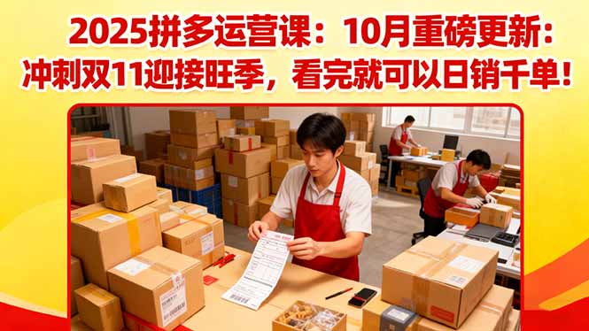 2025拼多多运营课:10月重磅更新:冲刺双11迎接旺季,看完就可以日销千单-小艾网创