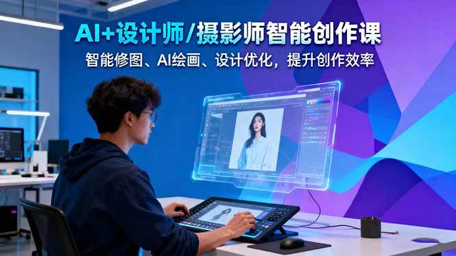 AI+设计师/摄影师智能创作课:智能修图、AI绘画、设计优化,提升创作效率-小艾网创