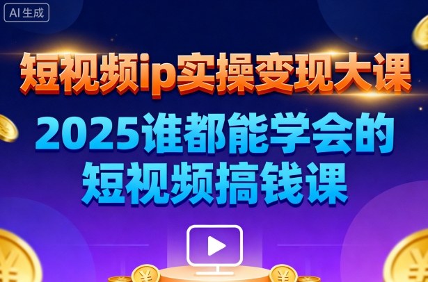 短视频ip实操变现大课,7月26-27日广州站线下课,2025谁都能学会的短视频搞钱课-小艾网创