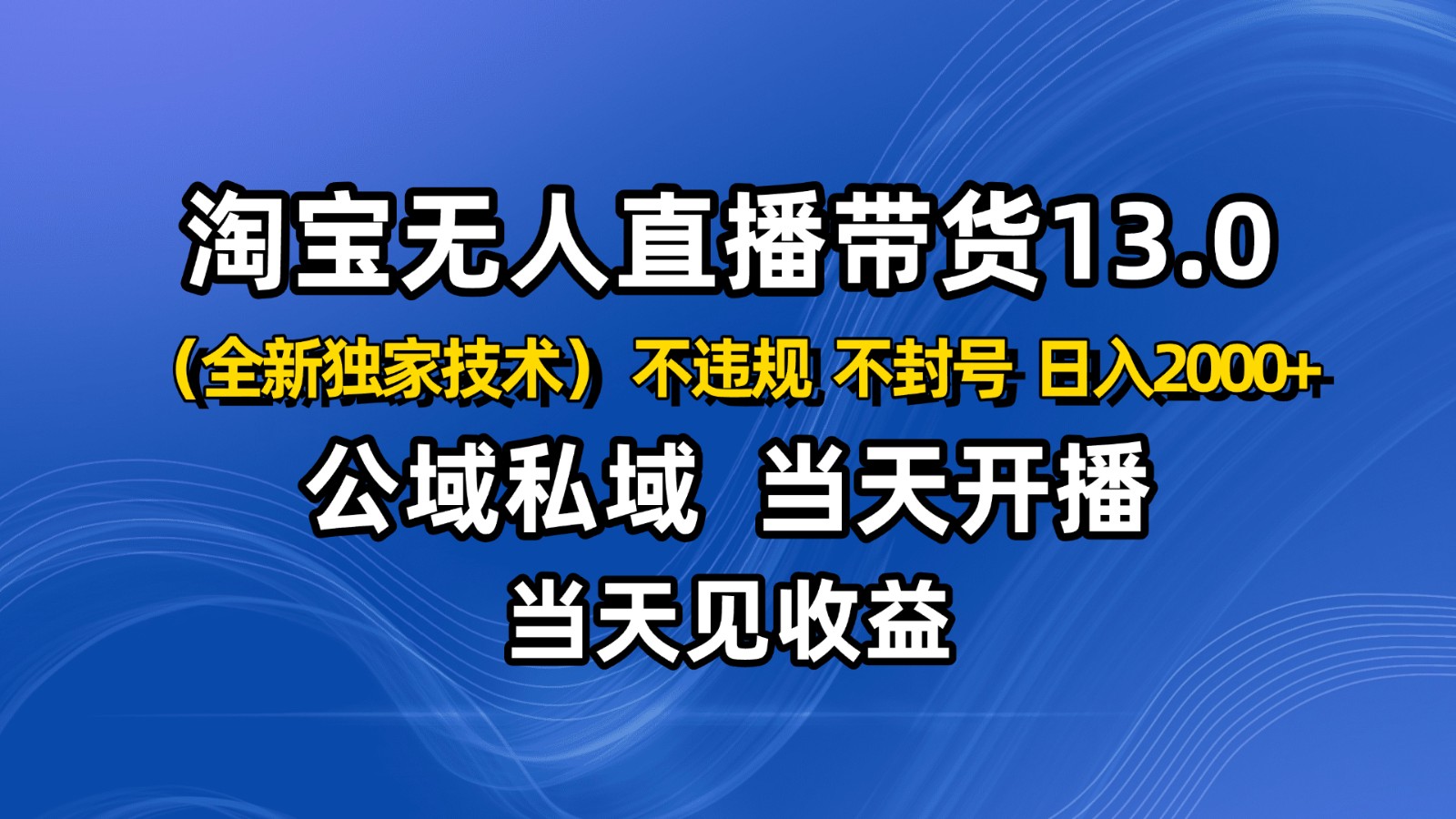 淘宝无人直播13.0,公域私域技术,不封号,不违规 布局下半年旺季赛道,日入2000+-小艾网创
