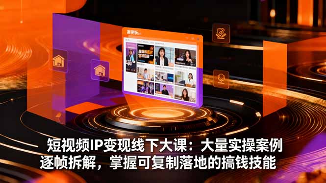 短视频IP变现线下大课:大量实操案例逐帧拆解,掌握可复制落地的搞钱技能-小艾网创