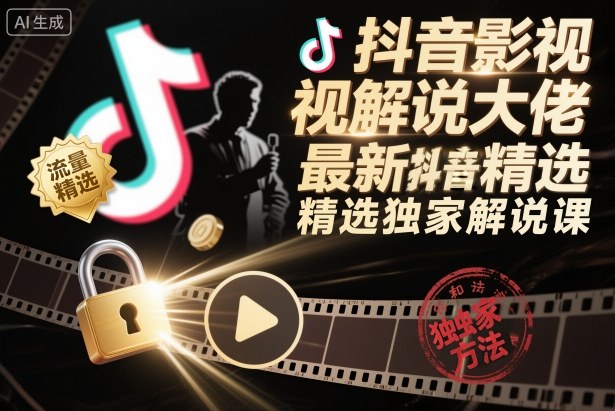 抖音影视解说大佬最新抖音进精选和独家方法,精选独家解说课-小艾网创