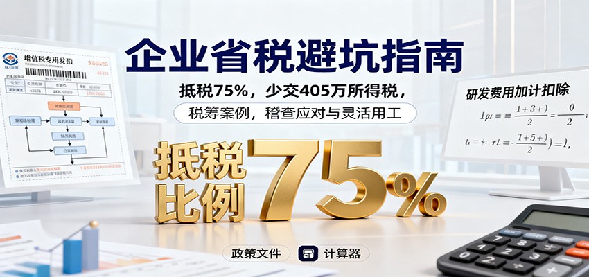 企业省税避坑指南:抵税75%,少交405万所得税,税筹案例,稽查应对与灵活用工-小艾网创