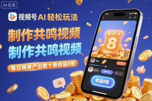 视频号AI轻松玩法，制作共鸣视频，每日简单产出数十条收益8张-小艾网创