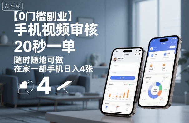 【0门槛副业】手机视频审核，20秒一单，随时随地可做，在家一部手机日入4张【揭秘】-小艾网创