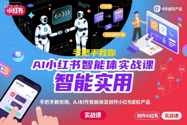 AI小红书智能体实战课,手把手教你用AI制作智能体及创作小红书虚拟产品,提效+内容商业化-小艾网创