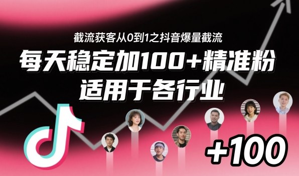 截流获客从0到1之抖音爆量截流,每天稳定加100+精准粉,适用于各行业-小艾网创