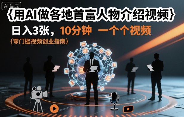 用AI做各地首富人物介绍视频，日入3张，10分钟一个视频-小艾网创